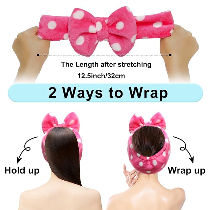 Shintop Sweet Super Soft Caroset Polka Dots Wash Cosmetic Headband Hairlace - Image 3