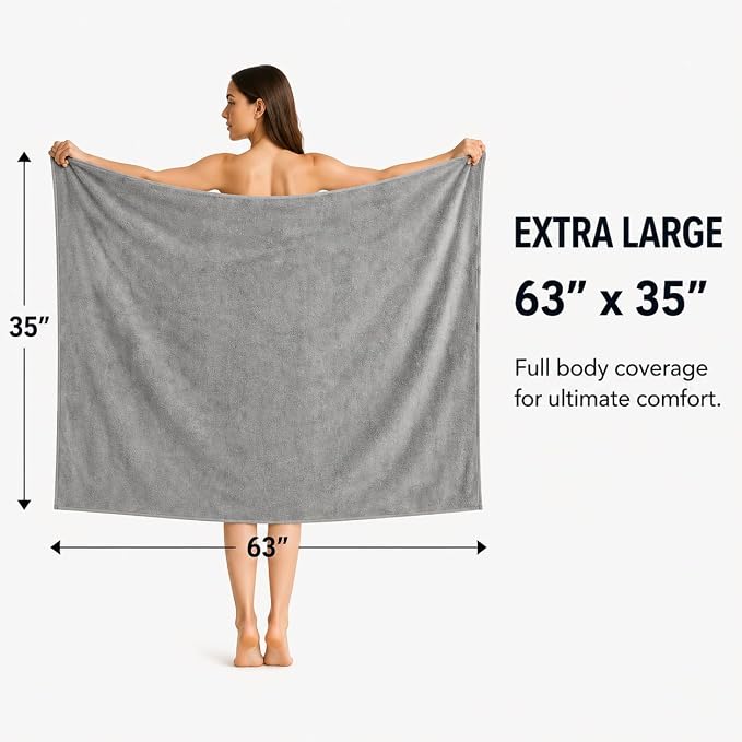 SEISSO 4 Pack Extra Large Bath Towels 63"x35", Bath Sheets - Image 4