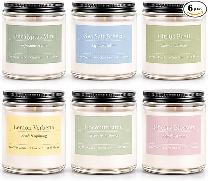 PELN Scented Candles for Women, Spring Summer 6 Pack Soy Wax Aromatherapy by PELN