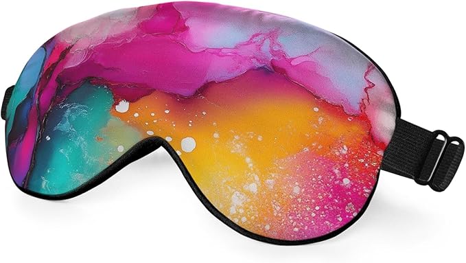 Abstract Marble Silk Eye Mask Sleep Mask Fluid Colorful Painting Artwork by Unknown