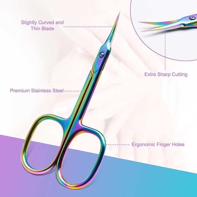 CGBE Cuticle Scissors Extra Fine Curved Blade, Super Slim Manicure Scissors - Image 2