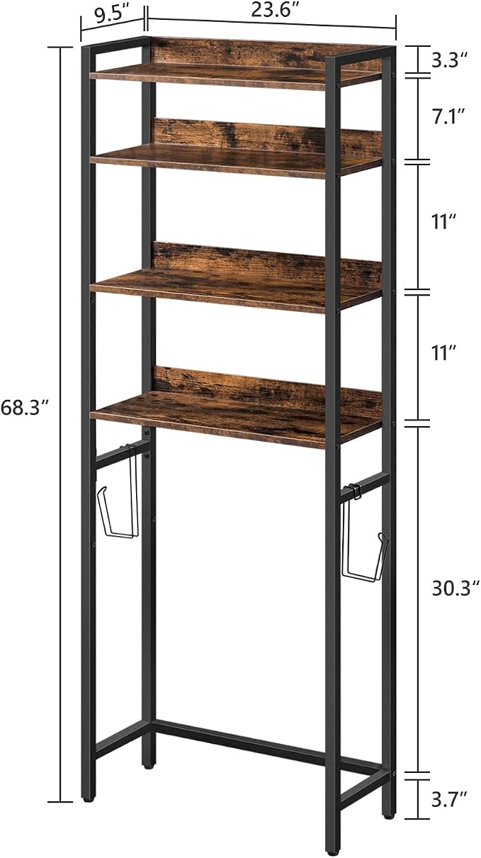 MAHANCRIS Over The Toilet Storage Rack, 4 Tier Bathroom Organizer Over Toilet - Image 2