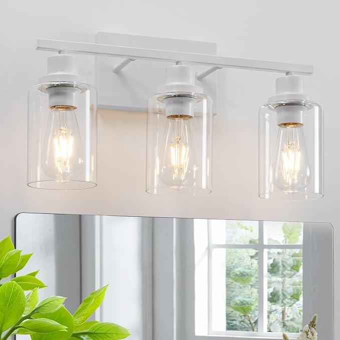 3 Light White Bathroom Light Fixtures Vanity Light Over Mirror Modern Wall by HCCZLighting