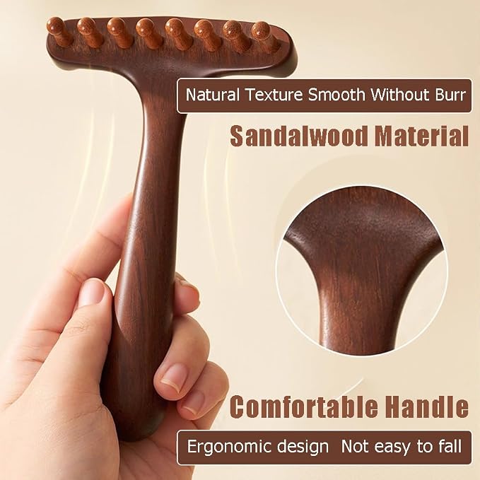 OULIGET Wood Gua Sha Massage Tools Set, Scraping Scalp Comb, Scraping Natural - Image 4