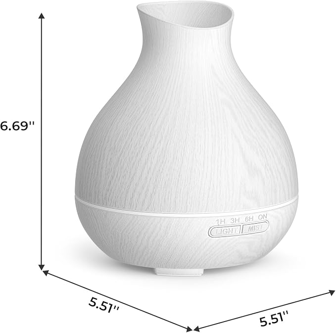 BZseed Aromatherapy Essential Oil Diffuser 550ml 12 Hours White Wood Grain - Image 2