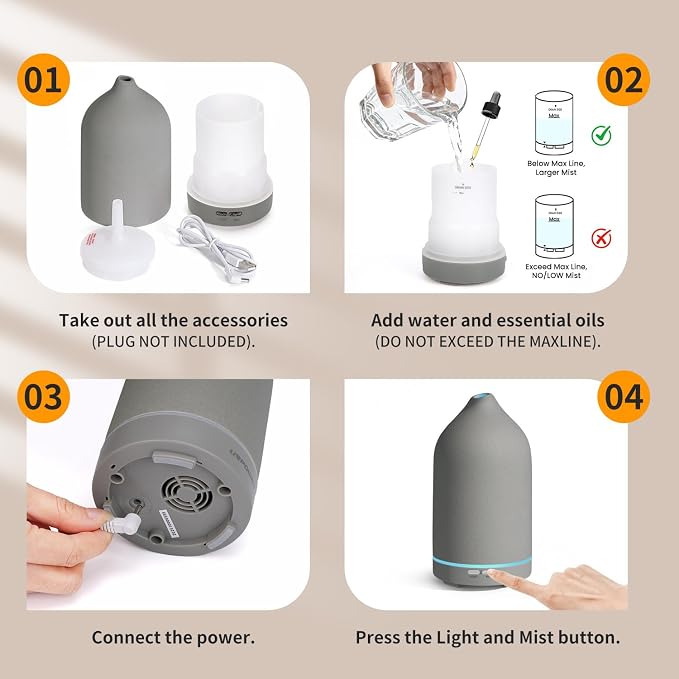 URPOWER 120ML Essential Oil Diffuser Aromatherapy Diffuser Oil Machine - Image 7