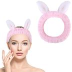 Cute pink Rabbit Ears Headband Frog Eye Elastic to Wash Face - Image 8
