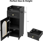 Salon Cart with Wheels & Adjustable Shelf, Esthetician, Storage Cabinet w/Glass - Image 6