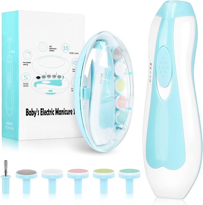 Electric Nail File Drill for Baby No Sharp Claws Hurt, 6 in 1 Safety Cutter - Image 9