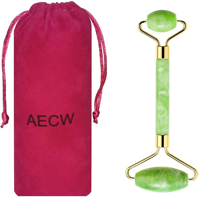 AECW Natural Jade Roller for Face Eyes Tool Jade Facial Roller Noiseless Facial by AECW