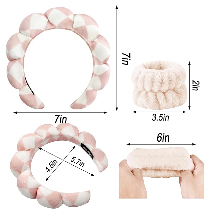 Zkptops Spa Headband for Washing Face Wristband Set Sponge Makeup Skincare - Image 6