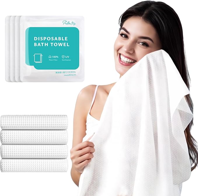 4 Pack Disposable Bath Towels Durable Large Portable Thicken Camping Towels by PUFFINTRIP