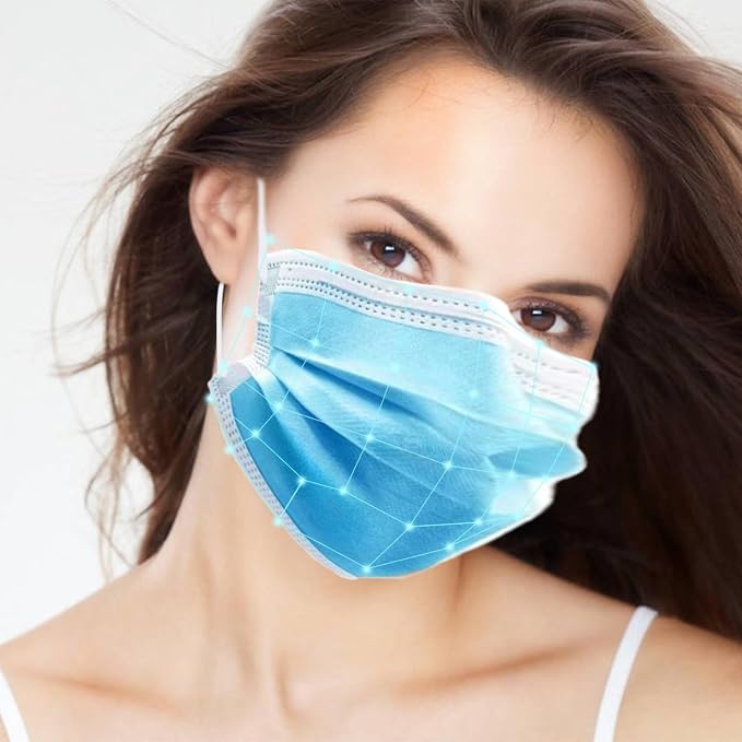 100Pcs Blue Disposable Face Mask, 3 Ply Masks - Image 4