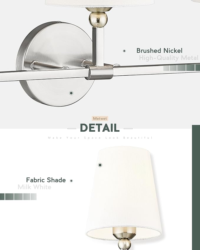 Bathroom Light Fixtures, Brushed Nickel Vanity Lights - Image 3