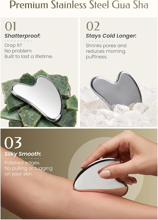Stainless Steel Gua Sha Facial Tools, Guasha Tool - Image 3