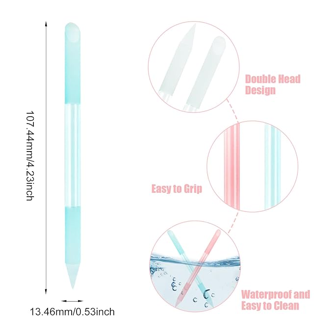 4Pcs Glass Cuticle Pusher, Crystal Cuticle Pusher Glass File, Dual-Ended - Image 2