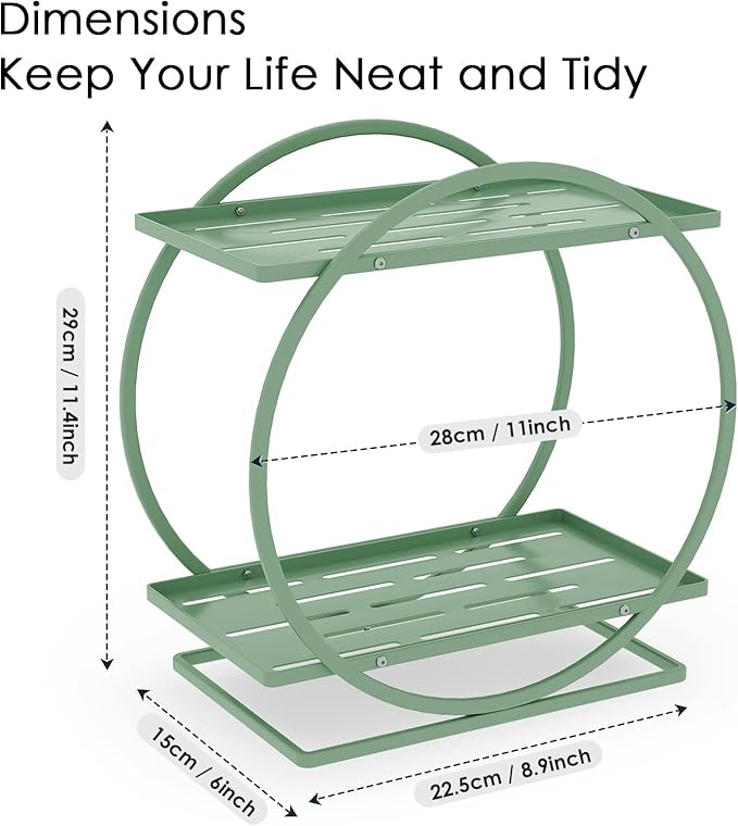 Green Perfume Organizer for Dresser, 2-Tier Bathroom Counter Organizers - Image 3