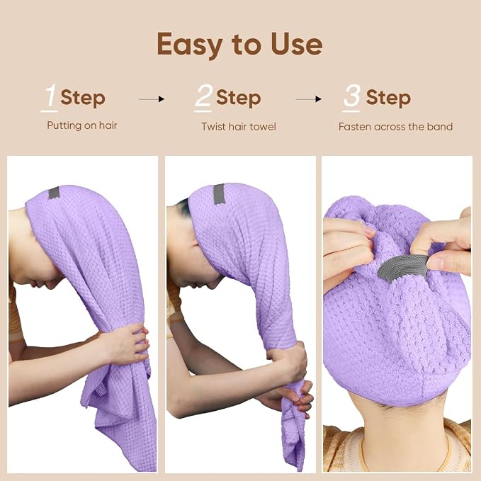 HOMEXCEL 5 Pack Microfiber Hair Towels - Image 6