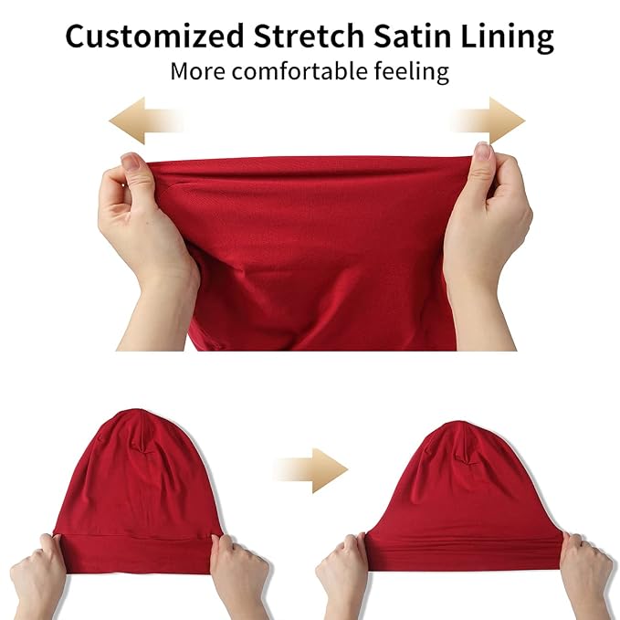 Satin Bonnet Silk Lined Sleep Cap- Adjustable Hair Cover - Image 5