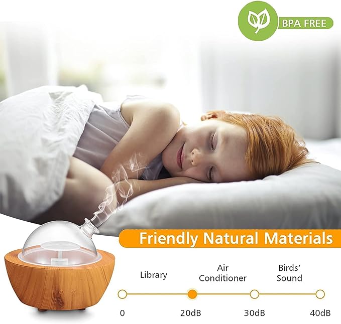 280ml Glass Essential Oil Diffuser Wood Grain Base Air Aroma Diffusers - Image 3
