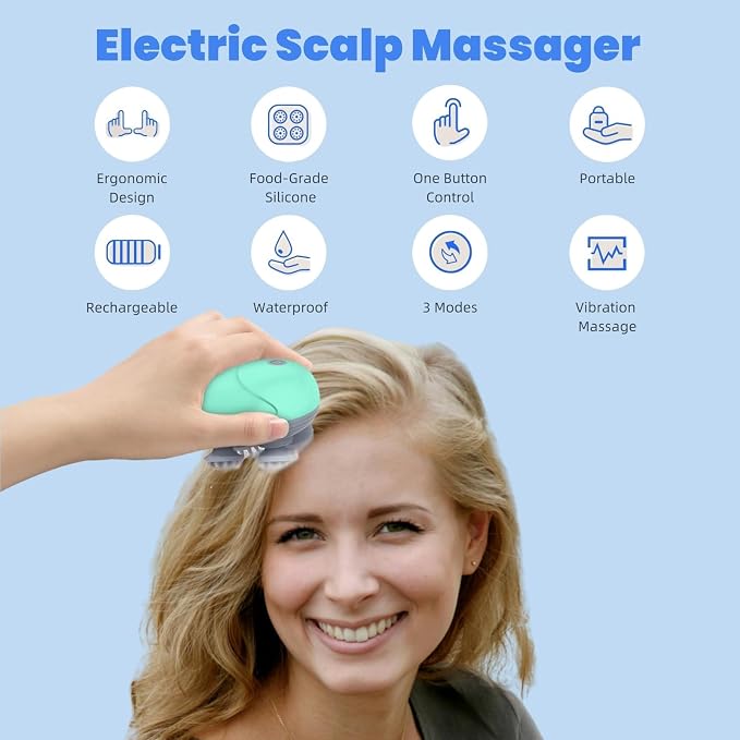 Electric Scalp Massager for Men Women, Handheld Cat Dog Pet Head Massager - Image 2
