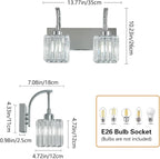 Crystal Vanity Lights 2-Light Chrome Wall Lamp Modern Crystal Bathroom Light - Image 4