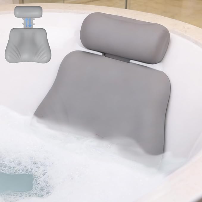 4D Silicone Bath Pillow for Tub, Upgraded Adjustable Bathtub Pillow Head Neck by Unknown
