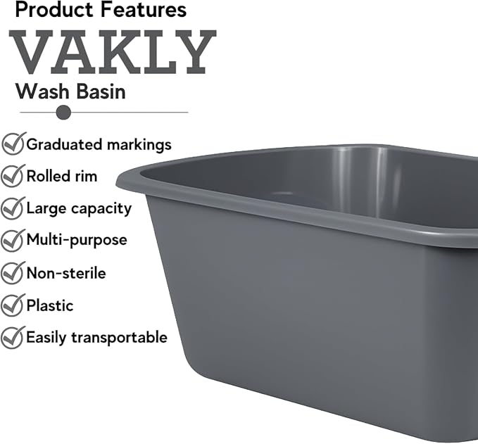 Vakly Wash Basins – Rectangular Plastic Hospital Bedside Soaking Tub - Image 4