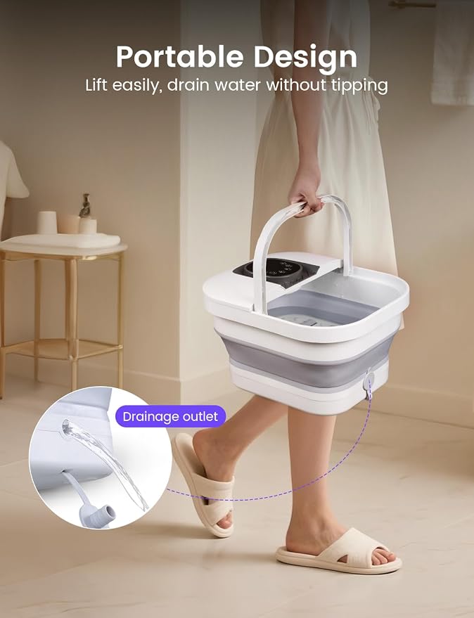 RIKE Collapsible Foot Spa with Fast PTC Heating and Massage, 14 Temp Control - Image 7
