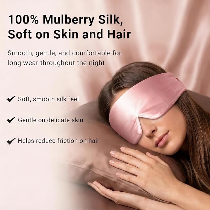 Mulberry Silk Sleep Mask for Women, 100% Blackout Eye Mask for Sleeping - Image 2