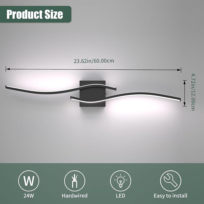 Espird 23inch Led Bathroom Vanity Light Bar, Matte Black 5CCT Dimmable - Image 6