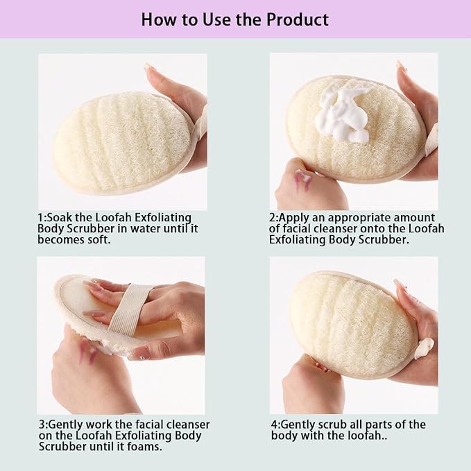 Natural Loofah Exfoliating Body Scrubber, Bath Shower Loofah Sponge - Image 3