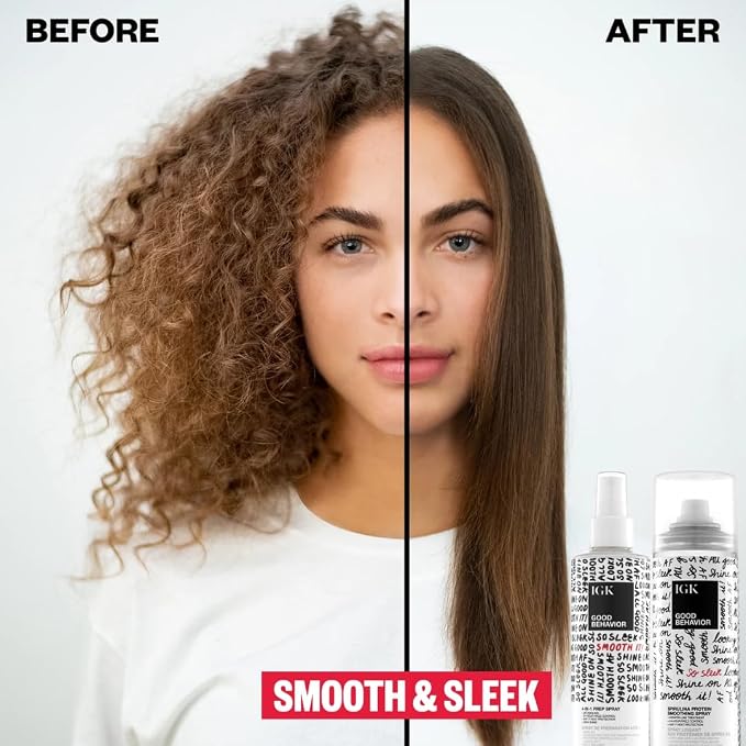 IGK GOOD BEHAVIOR Smoothing Frizz Fighters Set | 4-in-1 Prep Spray + Spirulina - Image 7