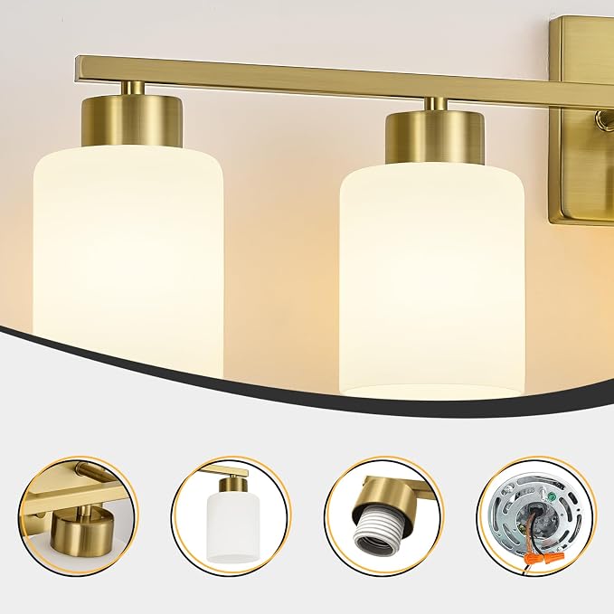 FonmYim Brushed Gold Bathroom Light Fixtures, 5-Light Modern Vanity Light Over - Image 6