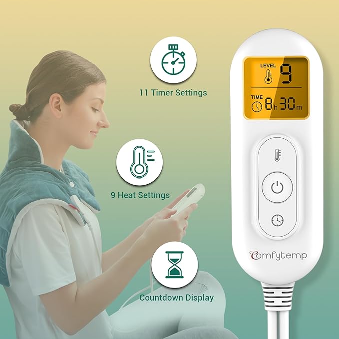 Comfytemp Heating Pad for Neck and Shoulders and Back, 2.6lb Weighted Electric - Image 4