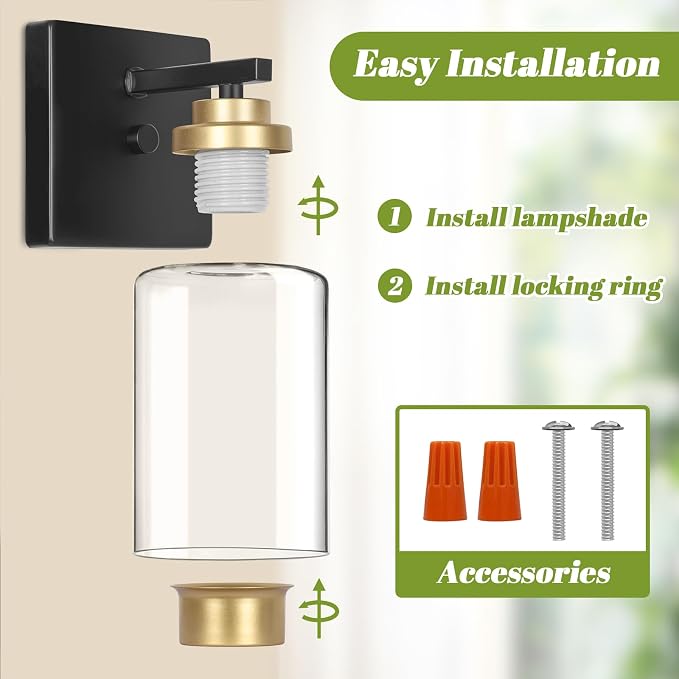 Set of 2 Wall Sconces for Bathroom, Modern Vanity Light Fixtures, Farmhouse - Image 6