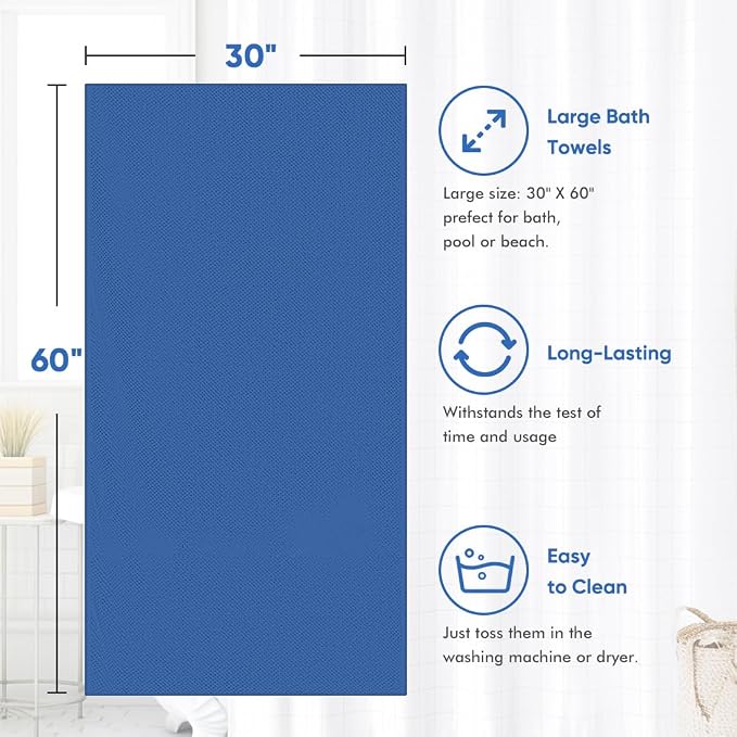 HOMEXCEL Bath Towel Set Pack of 4, 30 x 60 Inches Large Microfiber Bath Towels - Image 5