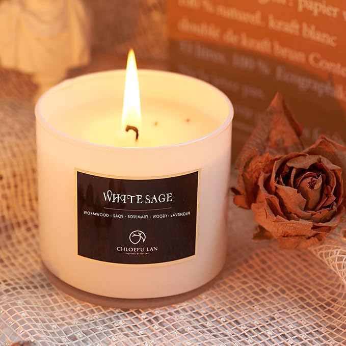 Chloefu LAN White Sage Candle for House Energy Cleansing and Chakra - Image 4