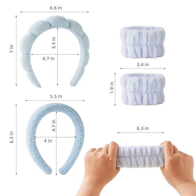 2Pcs Spa Headband for Washing Face & 1 Pair Wristband Set - Image 5