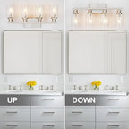 4 Light Bathroom Light Fixtures Brushed Nickel Vanity Light Over Mirror Modern - Image 7