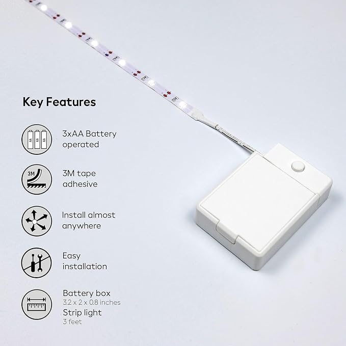 BestLuz Battery Powered LED Strip Lights, 3 Pack 40 Inch Cordless White LED - Image 5