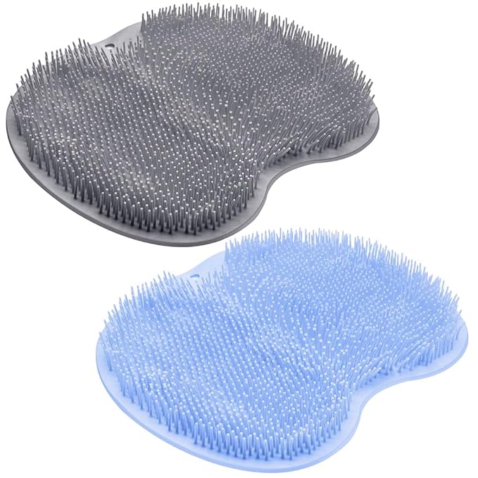 2PACK Shower Foot Scrubber Mat Back Washer Back Exfoliating Bath Wash Pad Wall by SZZYXD