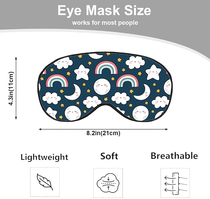 Cute Sky Night Eye Mask Sleeping Mask Moon Clouds Rainbows Stars Sleep Masks - Image 2