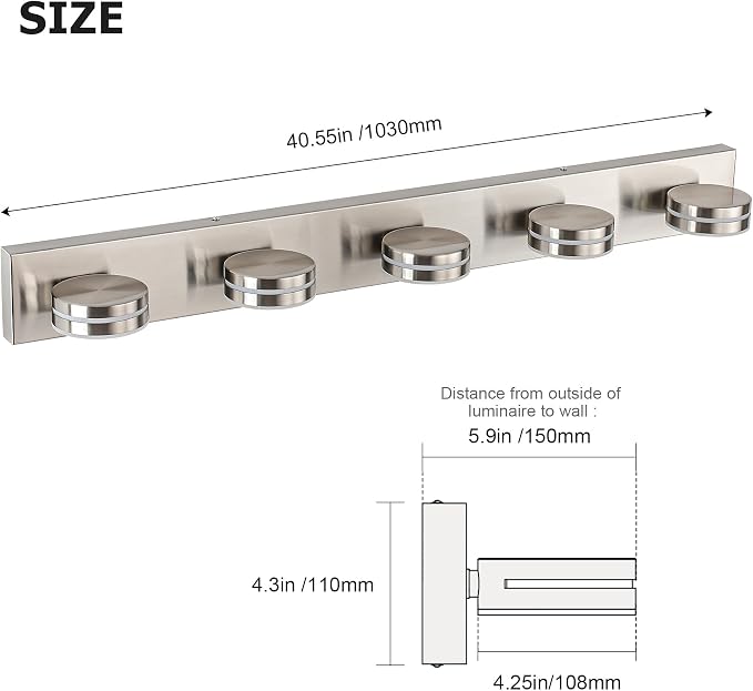 Brushed Nickel Bathroom Light Fixtures Over Mirror, 5-Light Bathroom Vanity - Image 4