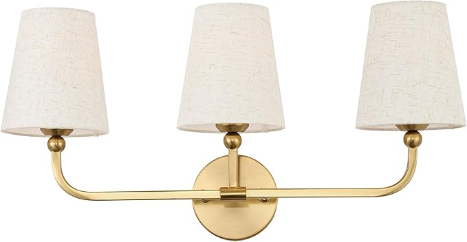 3-Light Bathroom Light Fixtures, Brushed Gold Vanity Lights by Metwet