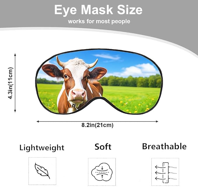 Cows Sleep Mask Eye Mask Fresh Grass Blue Sky White Clouds Sleep Mask Light - Image 2