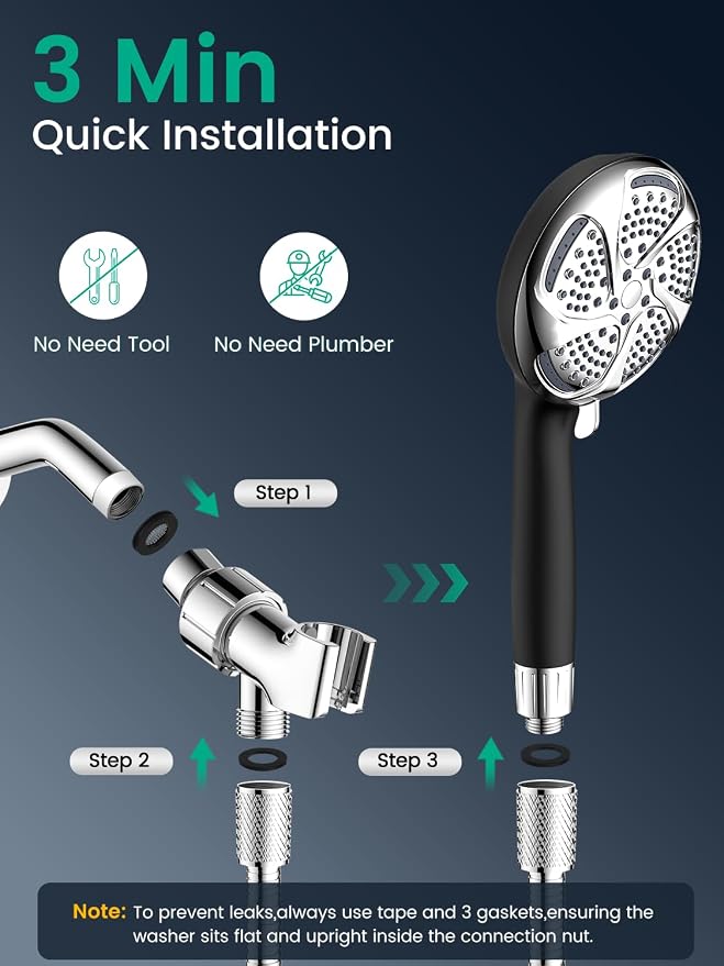 Filtered Shower Head with Handheld, High Pressure 7 Mode, Anti-clog Nozzles - Image 8