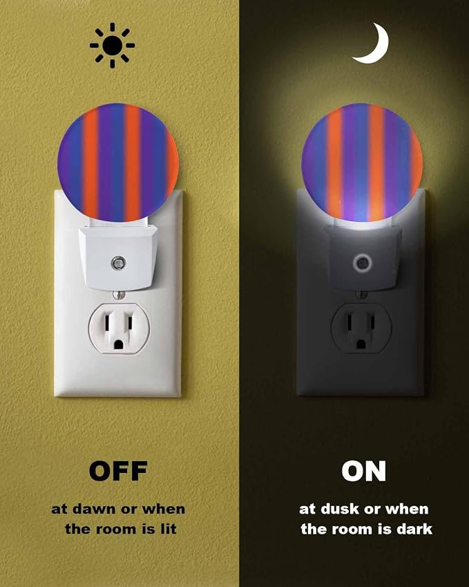 Night Lights Auto Sensor Purple Orange Night Light Gradient Color Stripe Round - Image 6