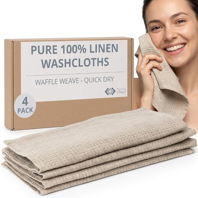 Flax Linen Washcloths for Bathroom by THINGSTORIES