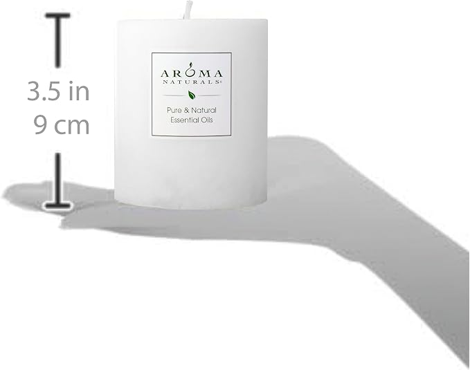Aroma Naturals Patchouli and Frankincense Essential Oil White Scented Pillar - Image 3